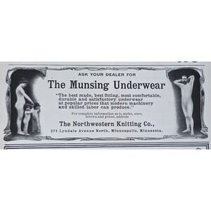 Vintage 1903 Munsing Underwear Print Ad Northwestern Knitting Co Minneapolis MN